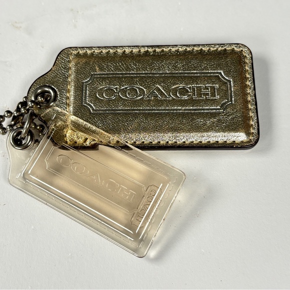Coach Gold and Clear Keychain Set.  Metallic Gold Large. medium plastic. - Picture 2 of 3